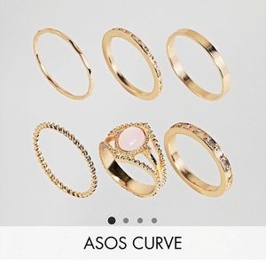 ASOS Curve gold ring set 6 pc
